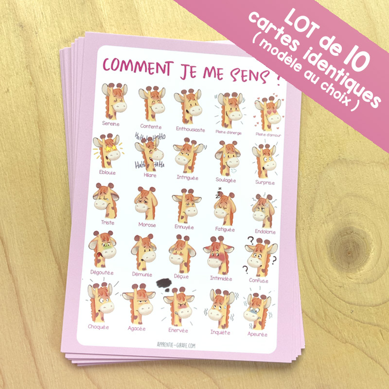 lot de 10 cartes emotions-apprentie-girafe